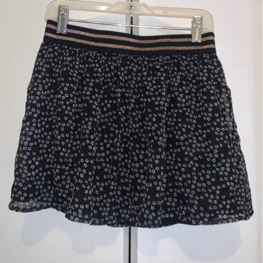 Old Navy black white gold layered tulle skirt stars elastic waist